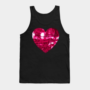 Pink Disco Ball Heart Tank Top